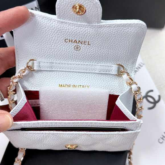 Chanel White GWP Luxury CC Logo Wallet Coin Purse Gold Hardware Cosmetic Bag - Picture 5 of 10